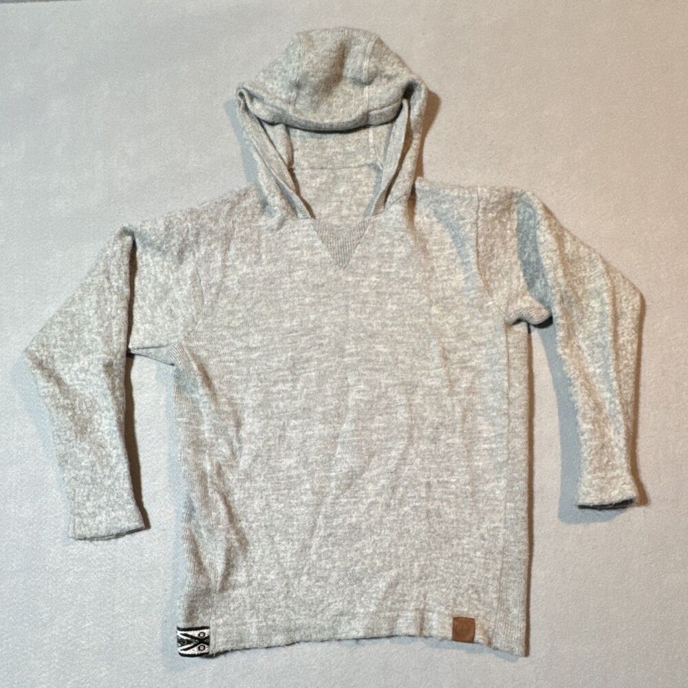 PAKA Men's Gray Knit Hooded Pullover Hoodie Logo Patch Size M Royal Alpaca